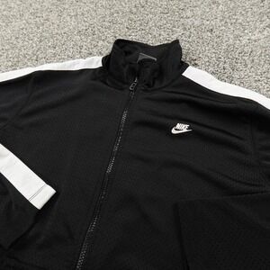 VTG Nike Jacket Womens M Black Swoosh Track Full Zip Mesh Athletic Train Gym Y2K